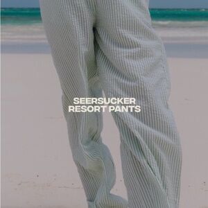 Daily Drills Seersucker Resort Pants - Green and White NWT XS/S